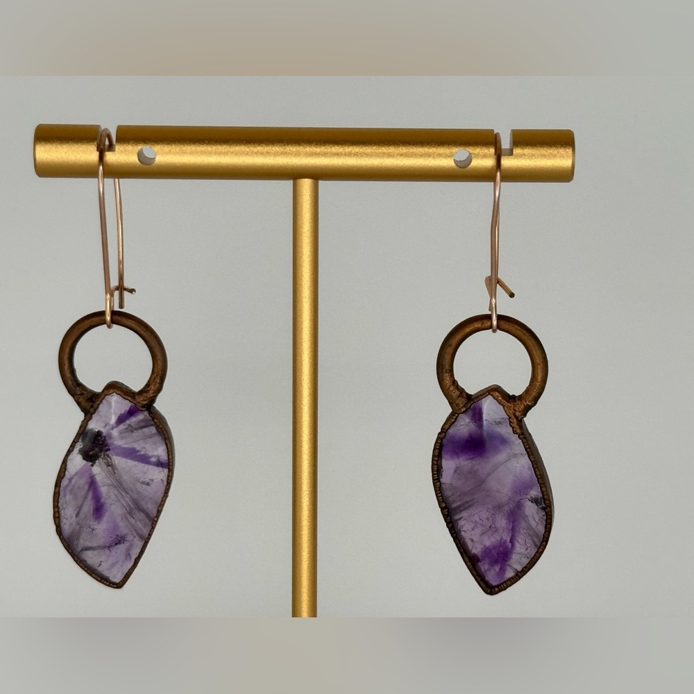 Nature’s Twist Atomic Amethyst Earrings, Copper - Picture 3 of 5